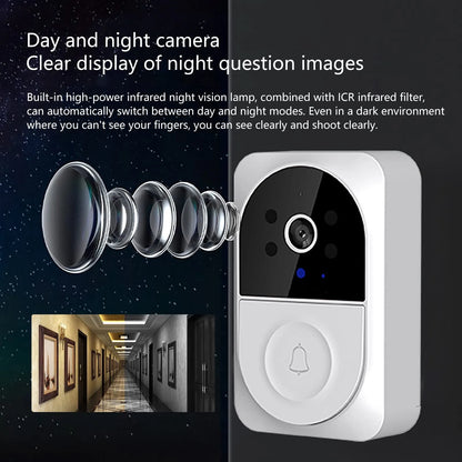 Smart Video Doorbell Wifi Camera with 2-Way Audio, Pir Motion Detection, Night , Real-Time Alerts, Easy Smart Home Devices Ring