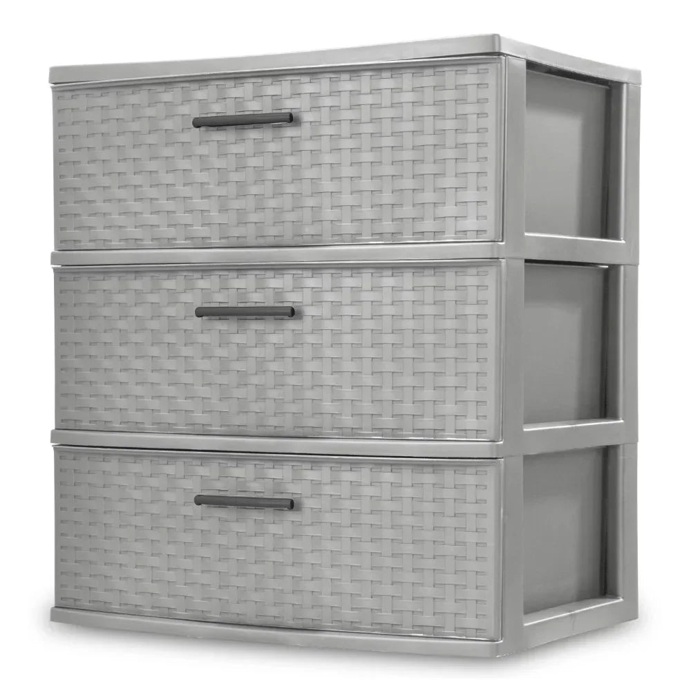 3 Drawer Wide Weave Tower Cement Wardrobes  Home Furniture