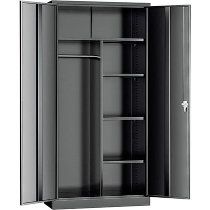 Superday Lockable Almirah for Clothes with Adjustable Shelves, 71”H Metal Storage Cabinets with Doors and Hanging Rod