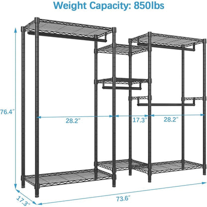 VIPEK V6 Wire Garment Rack Heavy Duty Clothes Rack Metal with Shelves, Freestanding Portable Wardrobe Closet Rack for Hanging