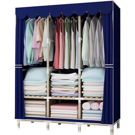 Portable Solid Wood Fabric Wardrobe/ Closet - Corner Fabric Wardrobe For Creativity