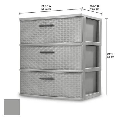 3 Drawer Wide Weave Tower Cement Wardrobes  Home Furniture