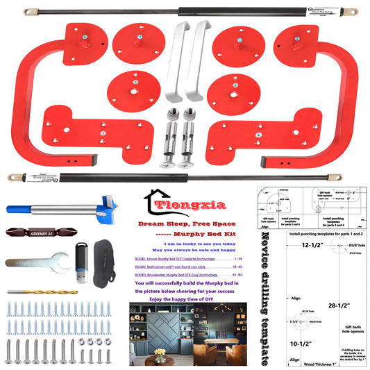 Murphy Bed KIT DIY Hardware with Coarse Gas Bumper Spring Frame Concealed Mattress for Semi-Automatic Foldable Cabinet