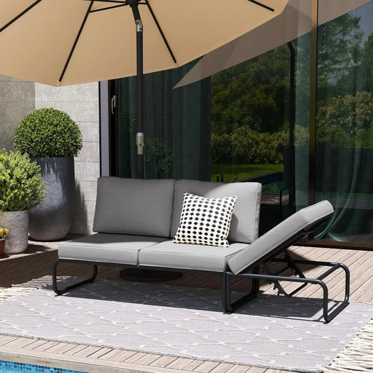 Outdoor Furniture Sets with Cushion Patio Sectional Sofas with Adjustable Backsest,3PCS Aluminum Patio Conversation Set