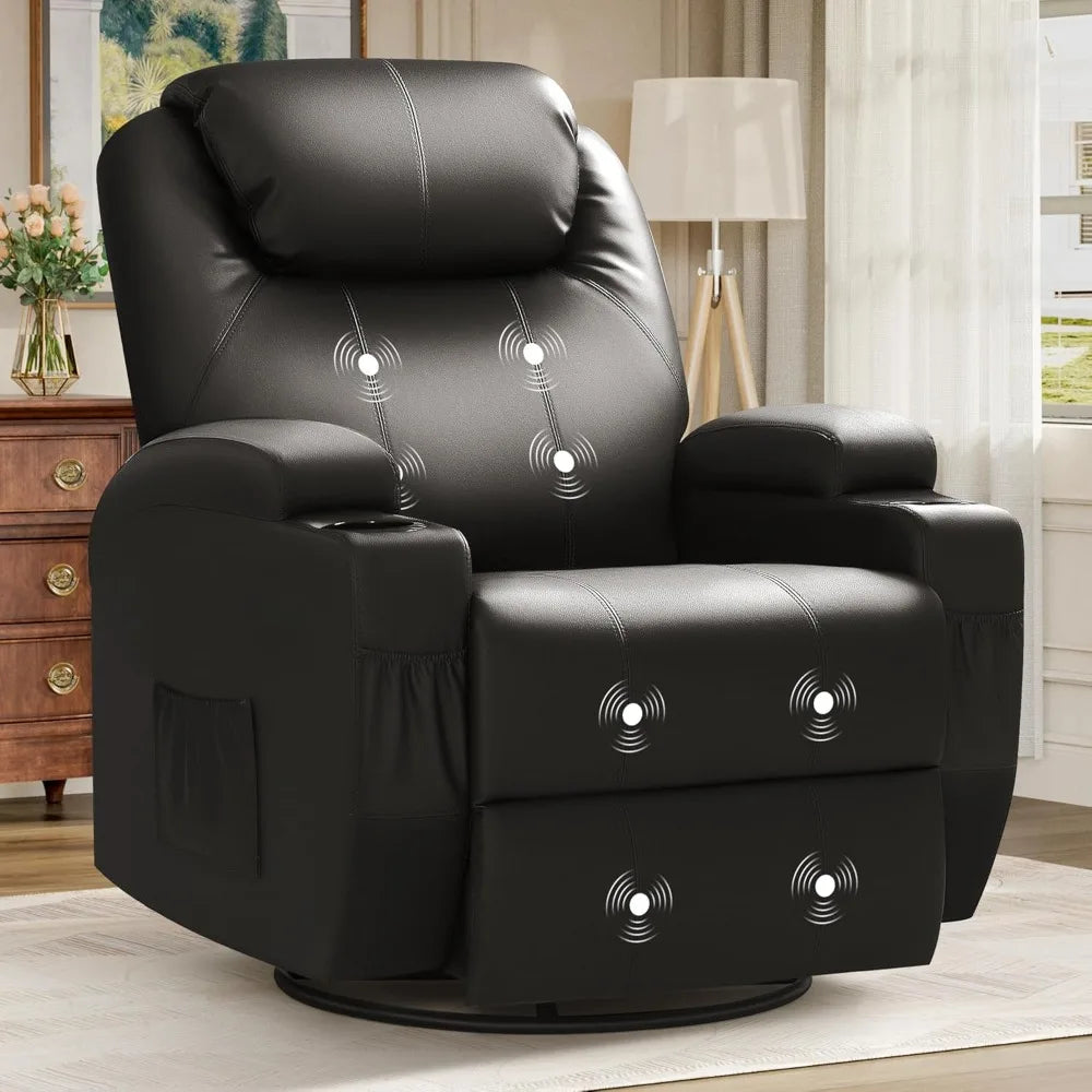 Recliner Chair, Rocking Massage Chairs, Home Reclining Sofa Chair, PU Leather, Ergonomic with Cup Holders, Recliner Chair