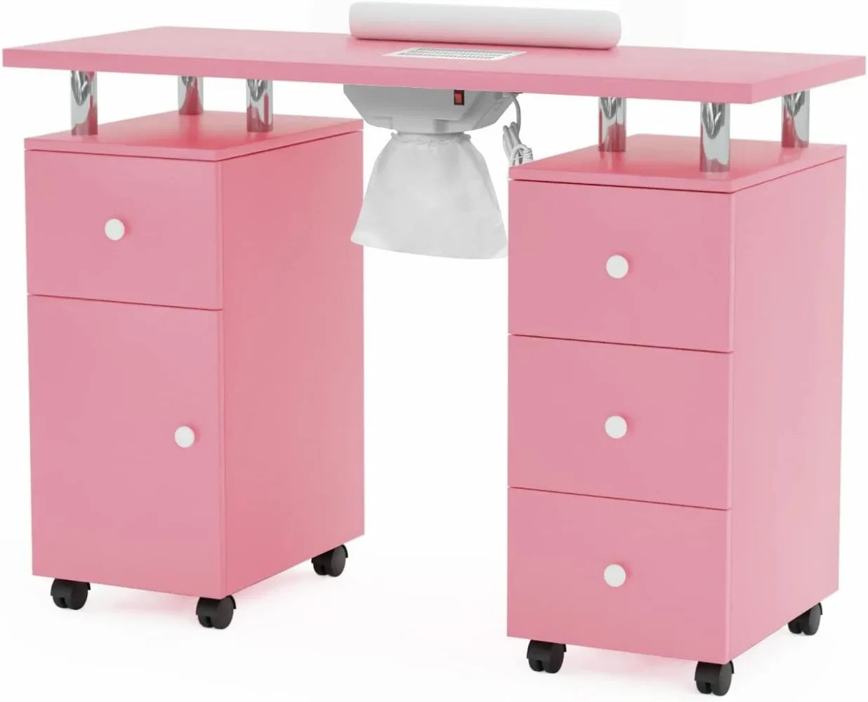 Manicure Table Nail Desk for Nail Tech,  Station w/Electric Dust Collector, Nail Makeup Beauty Salon Storage Acetone