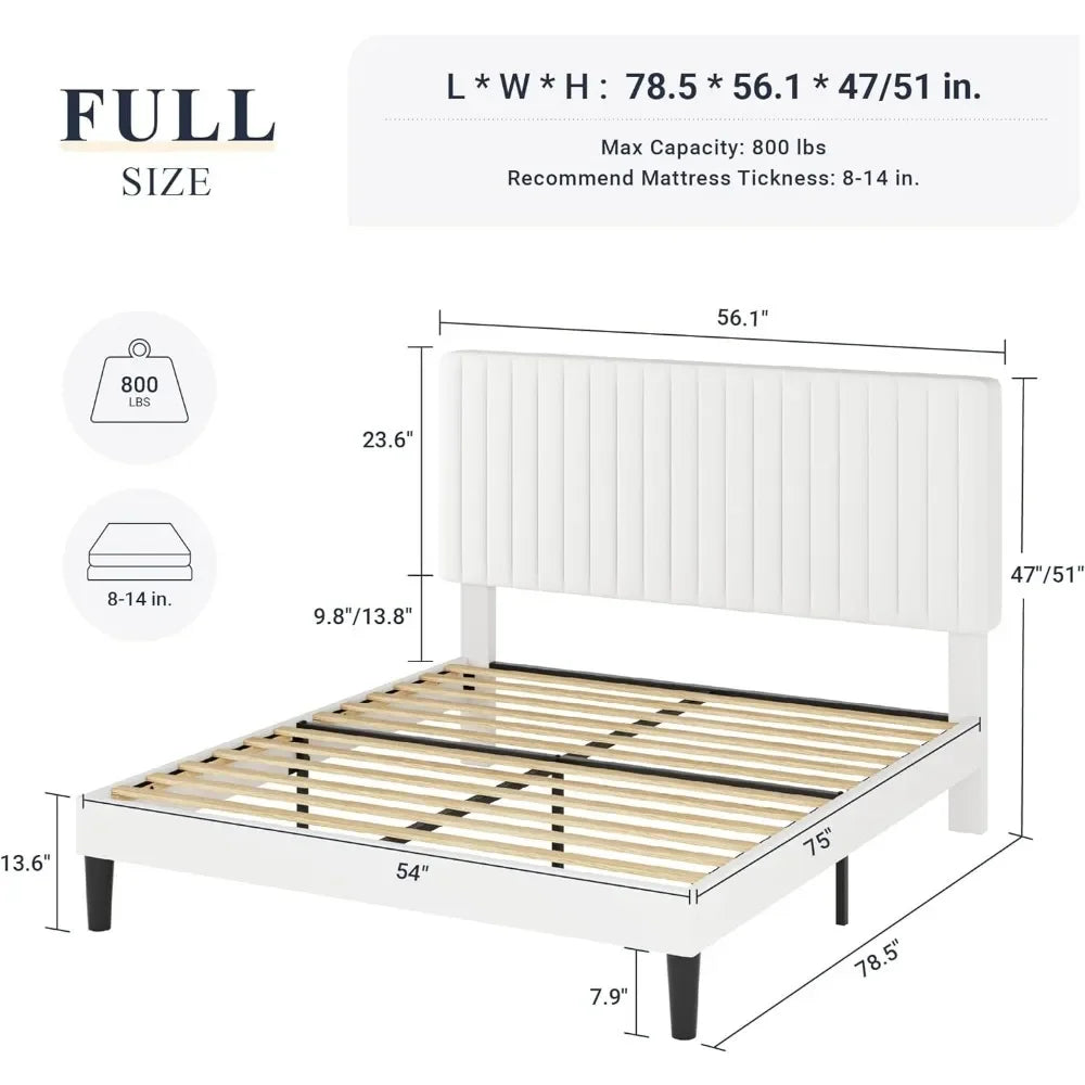 Velvet Upholstered Platform Bed with Adjustable Vertical Channel Tufted Headboard,Mattress Foundation with Strong Wooden Slats