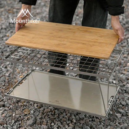 Outdoor Folding Table Stainless Steel Portable Splicing Camping Folding Steel Mesh Table