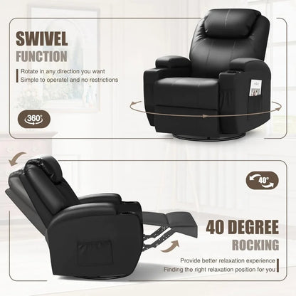 Recliner Chair, Rocking Massage Chairs, Home Reclining Sofa Chair, PU Leather, Ergonomic with Cup Holders, Recliner Chair