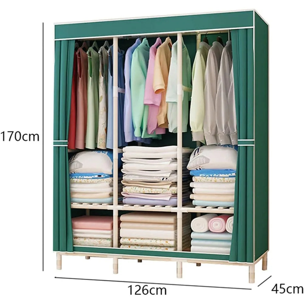 Portable Solid Wood Fabric Wardrobe/ Closet - Corner Fabric Wardrobe For Creativity