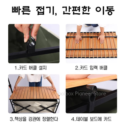 Outdoor Folding Table Board Foldable Camping Desktop Board Camp Trolley Table Top Egg Rolls Table Small Trailer One Action