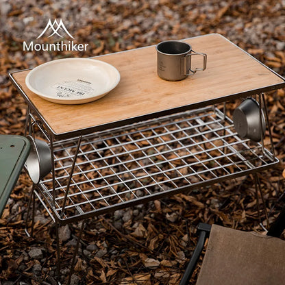 Outdoor Folding Table Stainless Steel Portable Splicing Camping Folding Steel Mesh Table